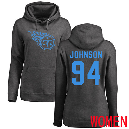 Tennessee Titans Ash Women Austin Johnson One Color NFL Football 94 Pullover Hoodie Sweatshirts